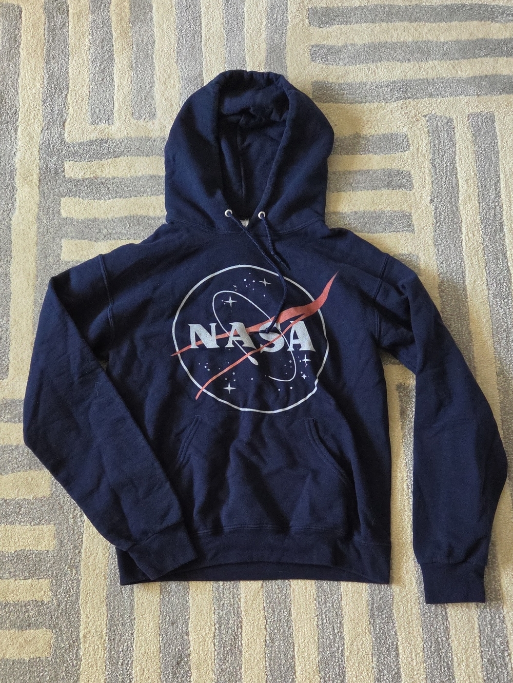 Logo Navy Hooded Sweatshirt - Classic Space Graphic